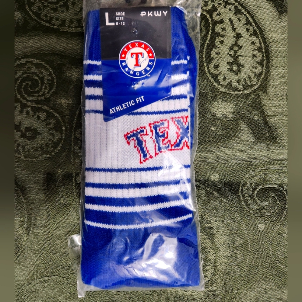 PKWY MLB Texas Rangers Blue Horizon crew socks, large